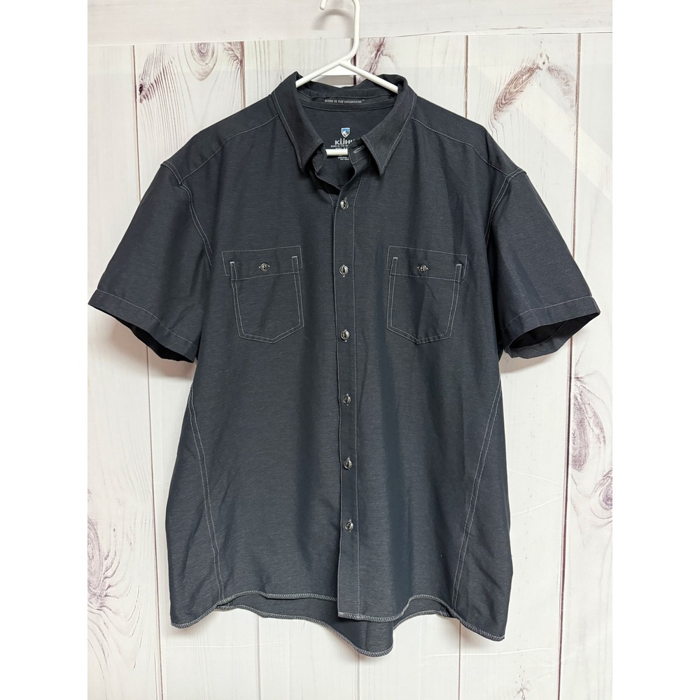 KÜHL Mens STYK Shirt XXL Dark Gray Stretch Nylon Outdoor Button Up